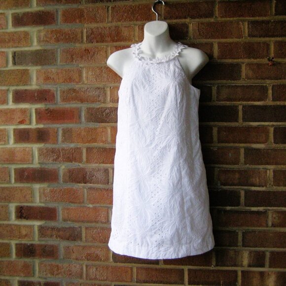 Lilly Pulitzer Dresses & Skirts - Lilly Pulitzer Floral Eyelet Embroidered Sleeveless White Annabelle Dress Size 2